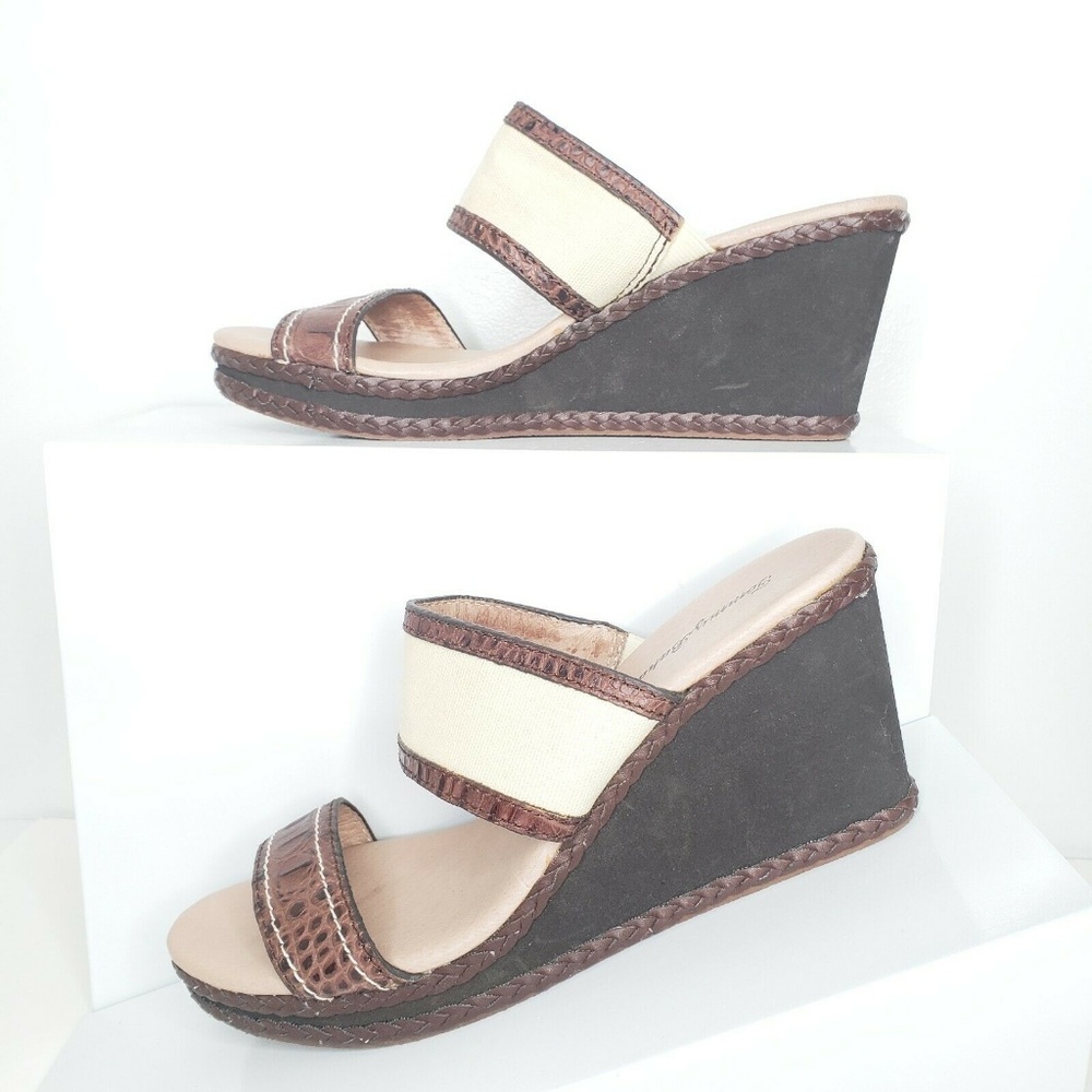 Tommy Bahama Kalawai Leather and Canvas Wedges